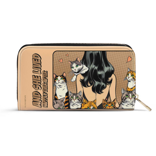 And She Lived Happily Ever After - Brown - Leather Wallet For Cat Lovers - LL04BROWNWL