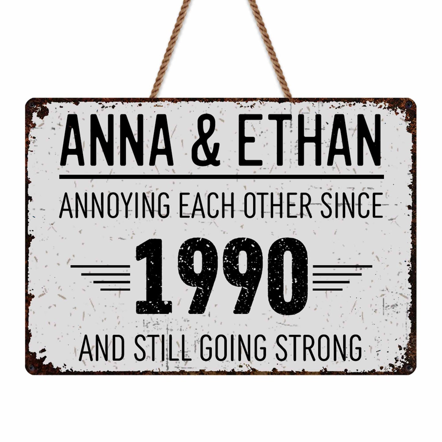 Annoying Each Other Since, Going Strong - Personalized Custom Shaped Wood Sign - CPL050_WSIGN