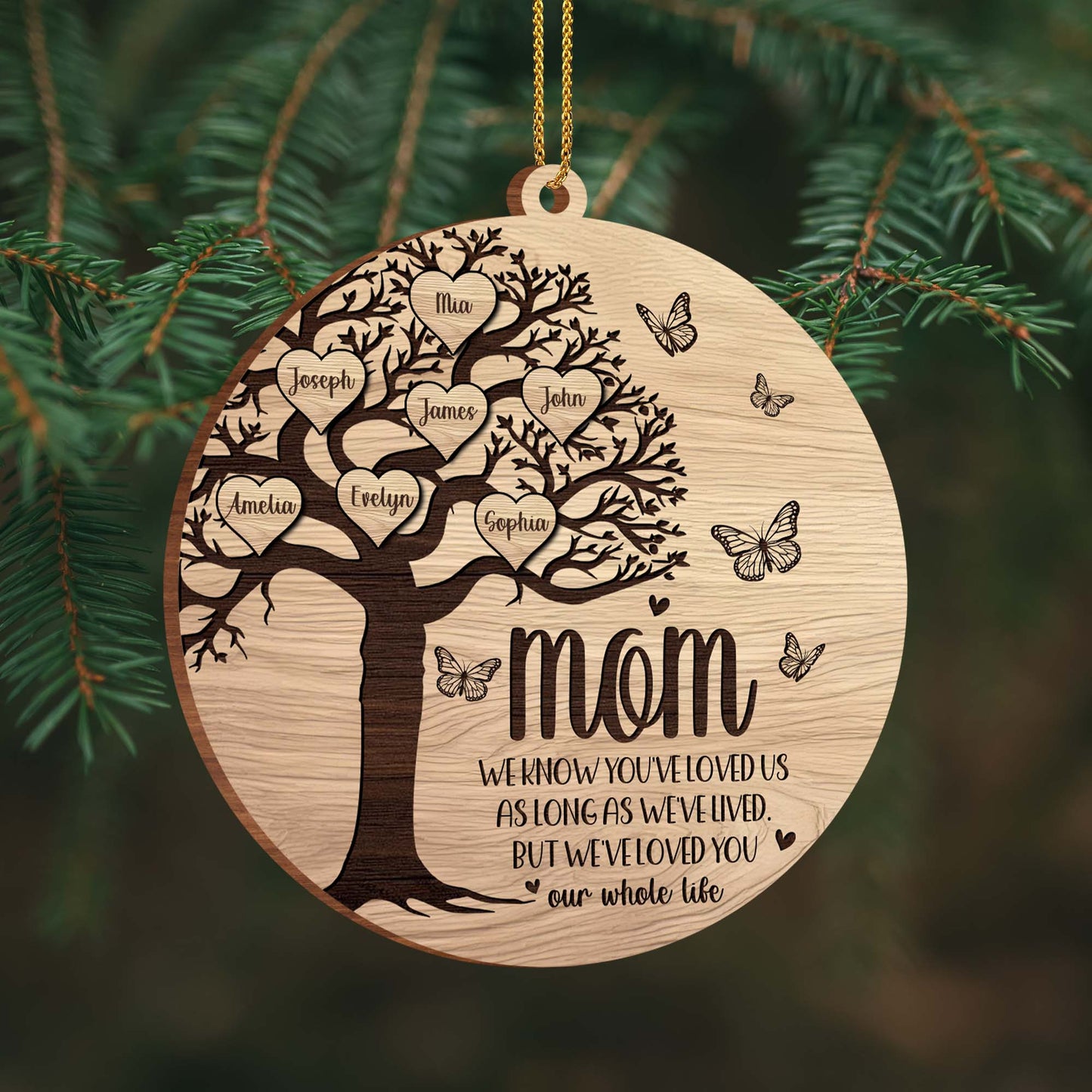 Tree of Life With Butterflies, Loving Message For Mom