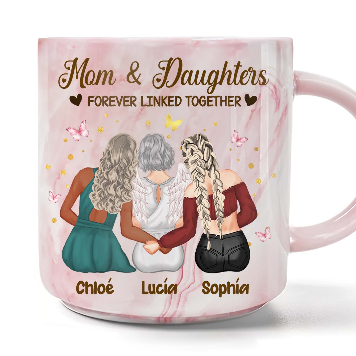 Mom & Daughters Forever Linked Together With Hearts and Stars