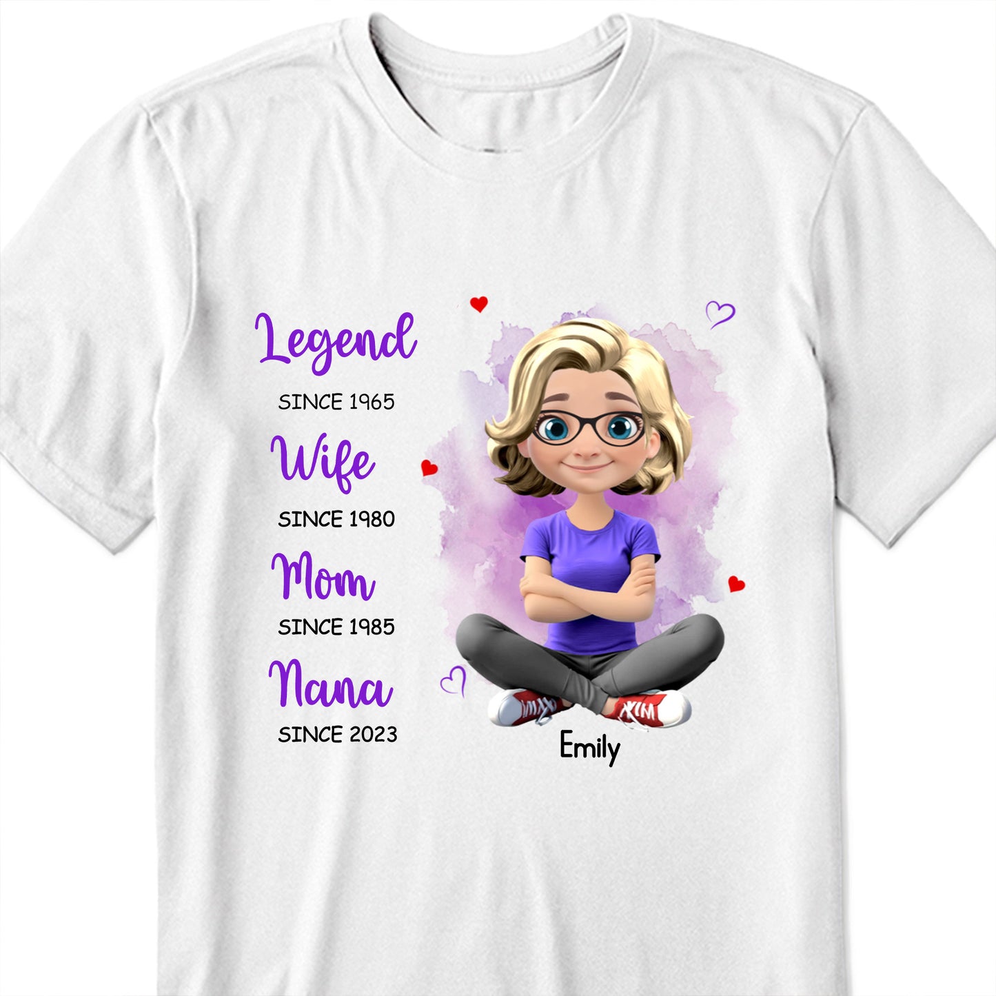Legend Since 1965, Wife Since 1980, Mom Since 1985, Nana Since 2023, Cartoon Character