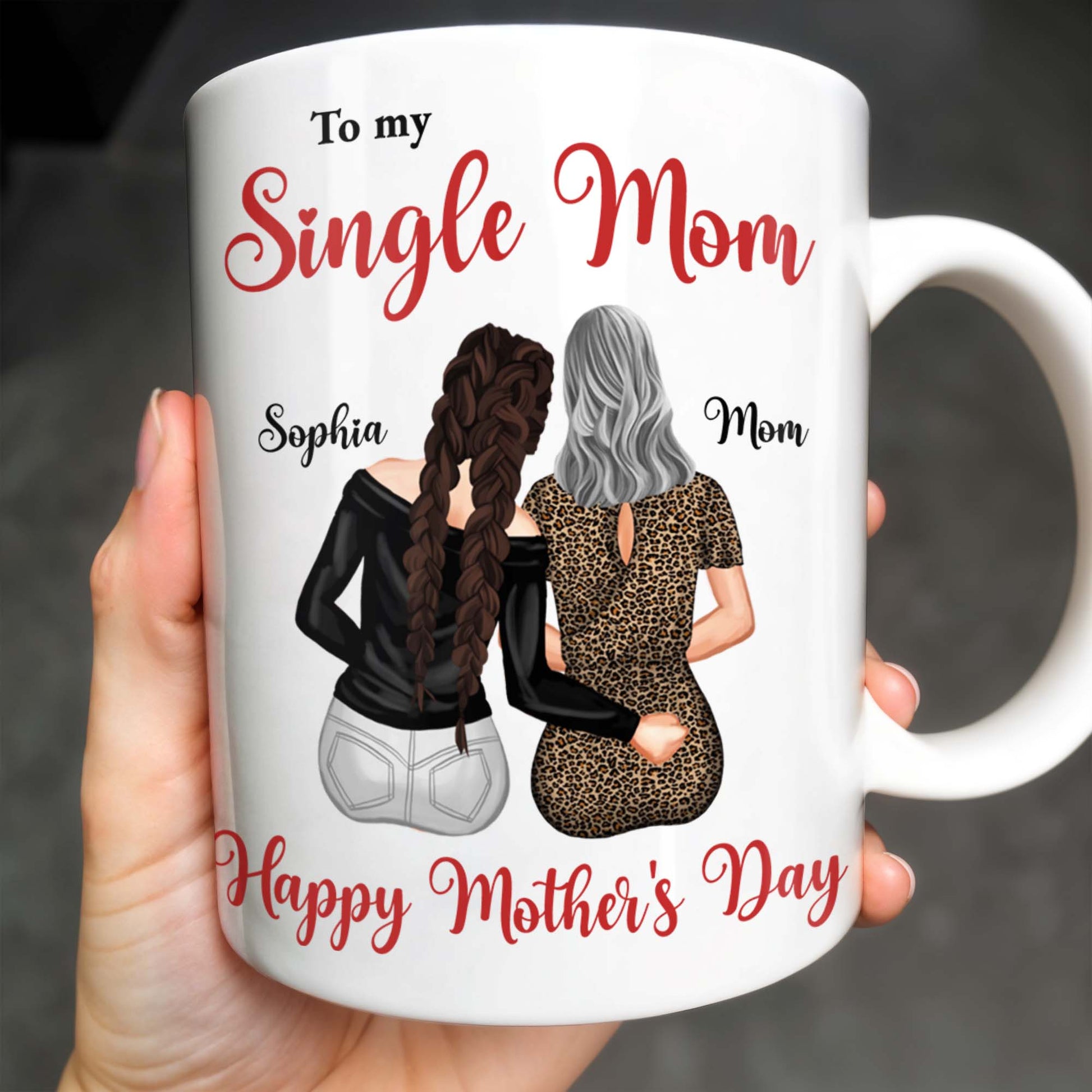 To My Single Mom, Happy Mother's Day, Two Women, Leopard Print