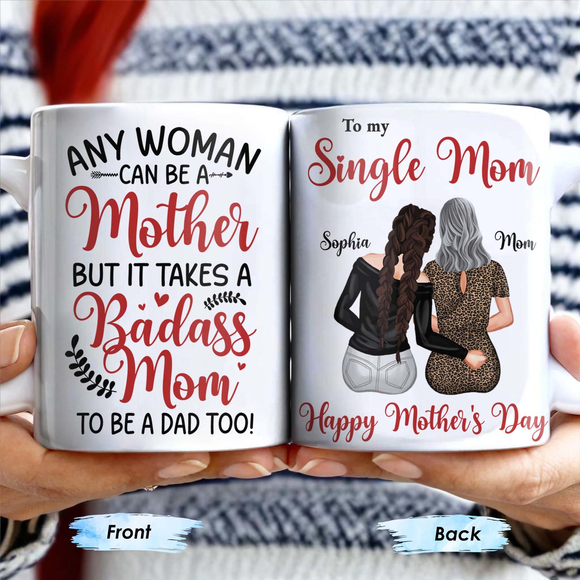 To My Single Mom, Happy Mother's Day, Two Women, Leopard Print