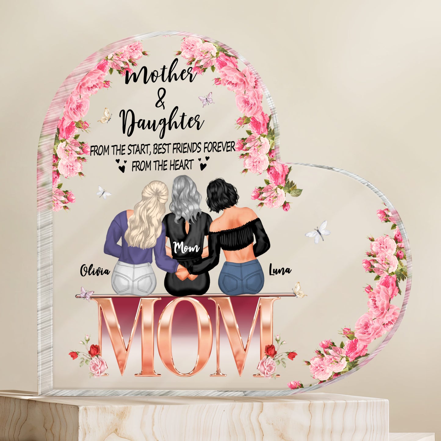 Mother & Daughter, From The Start, Best Friends Forever From The Heart, Flowers And Butterflies