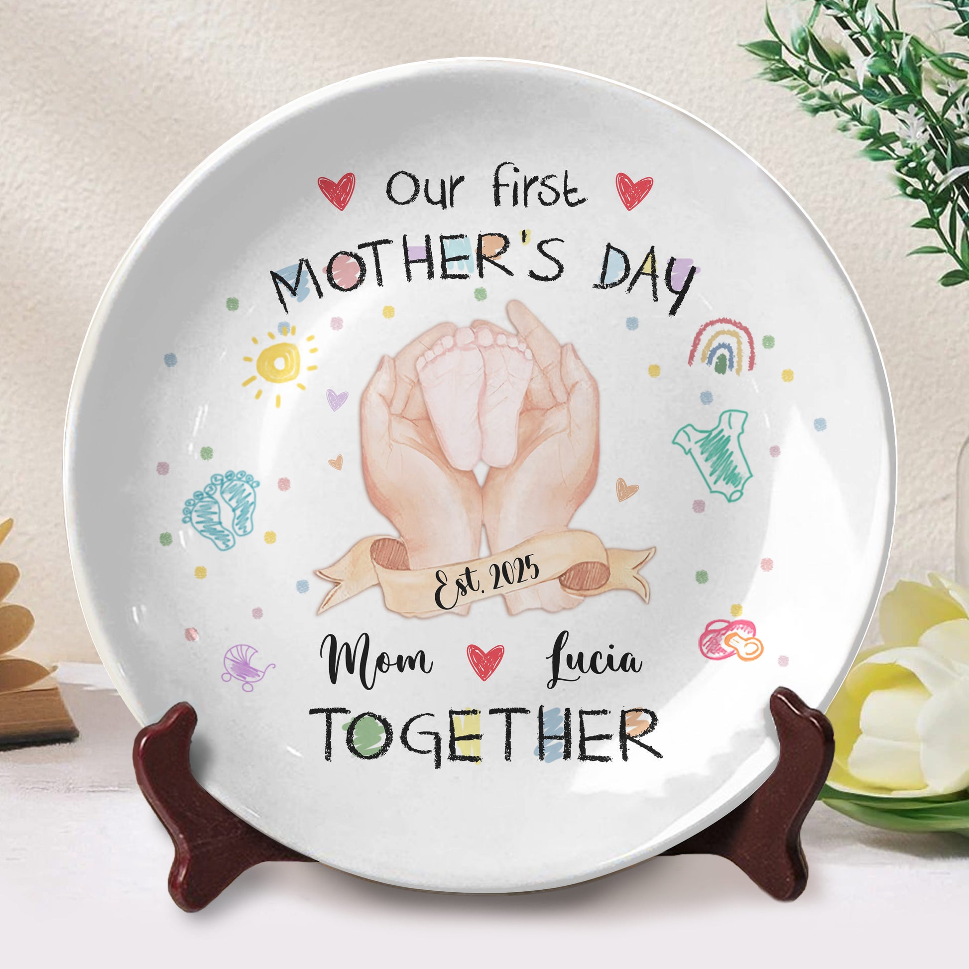 Our First Mother's Day, Mom And Lucia Together, Hands and Heart