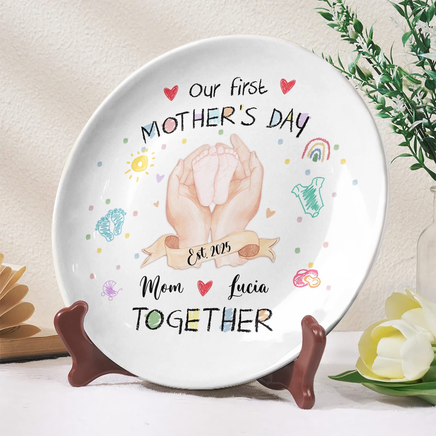 Our First Mother's Day, Mom And Lucia Together, Hands and Heart