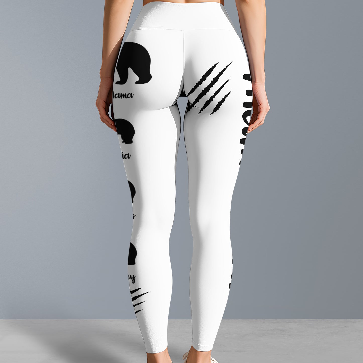 Mama Bear With Cub Silhouettes - Personalized Women Leggings - MOM111_WLEG