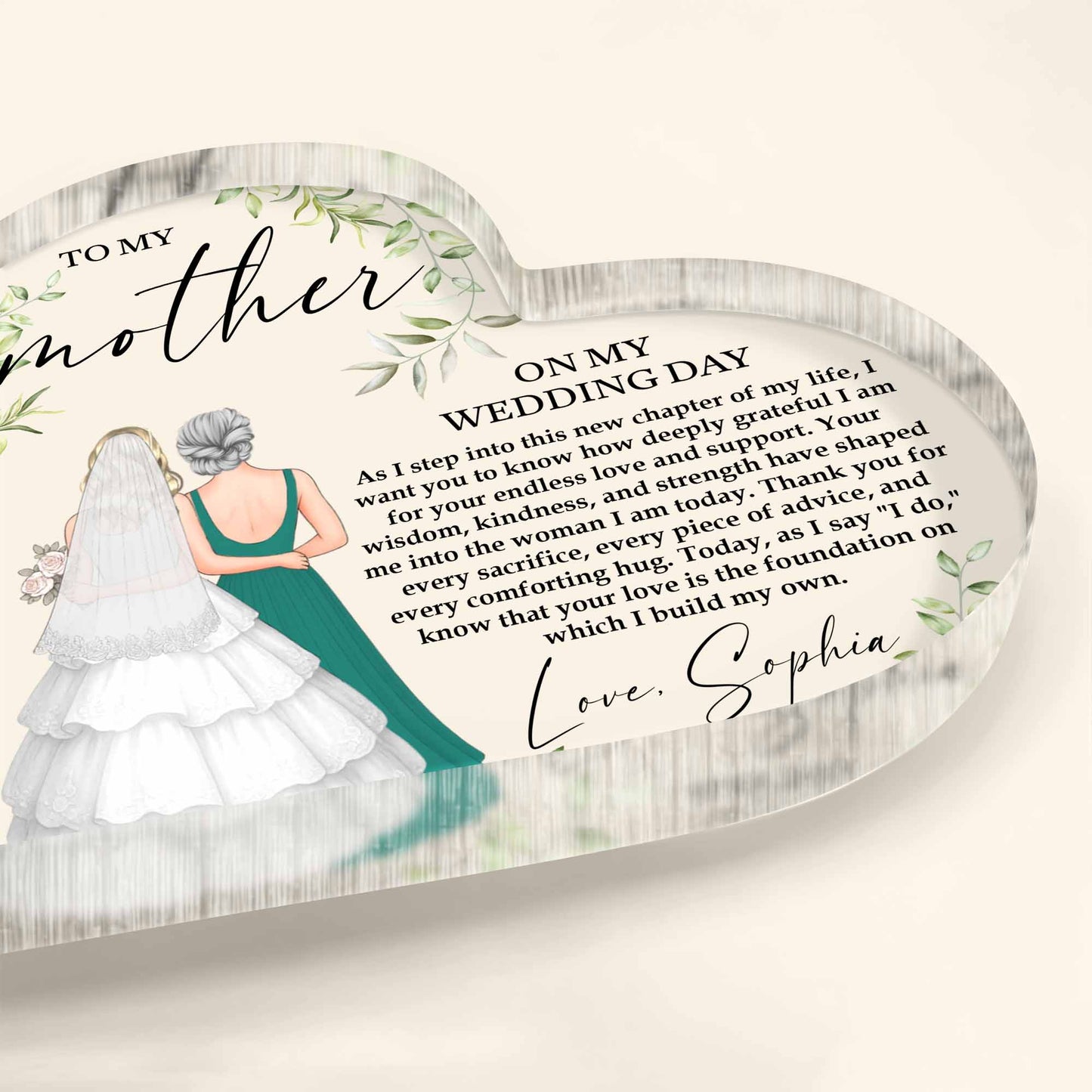 To My Mother On My Wedding Day, Bride and Mother Design