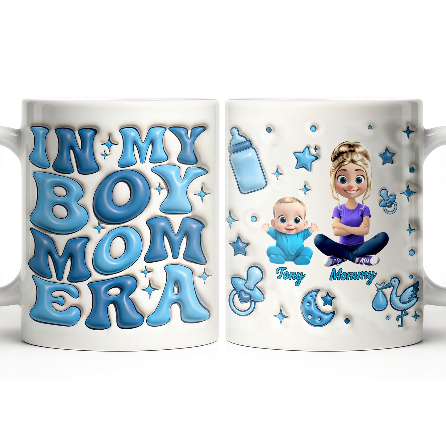 In My Boy Mom Era With Baby And Mother Figures - Personalized Custom Coffee Mug - MOM287_MG