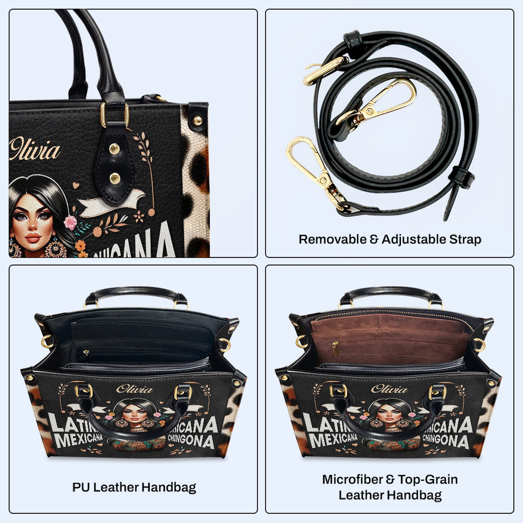 Latina Mexicana Chicana Chingona - Personalized Leather Handbag - MX04