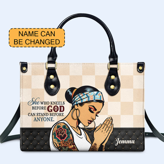 She Who Kneels Before God - Personalized Leather Handbag - MX10