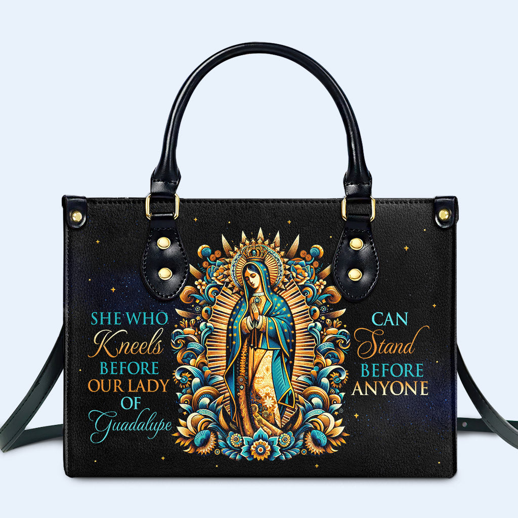 She Who Kneels Before Our Lady Of Guadalupe - Personalized Leather Handbag - MX17