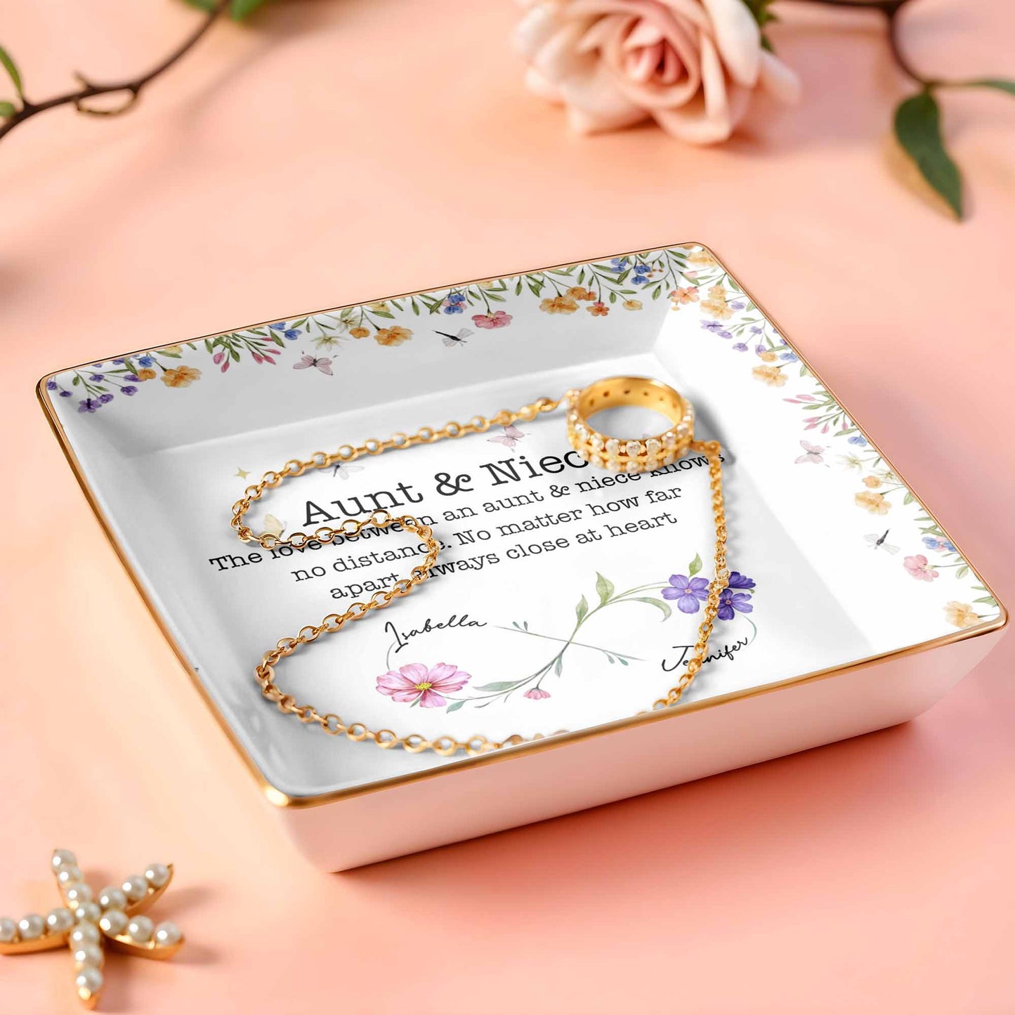 Love Between Aunt & Niece, Flowers And Butterflies