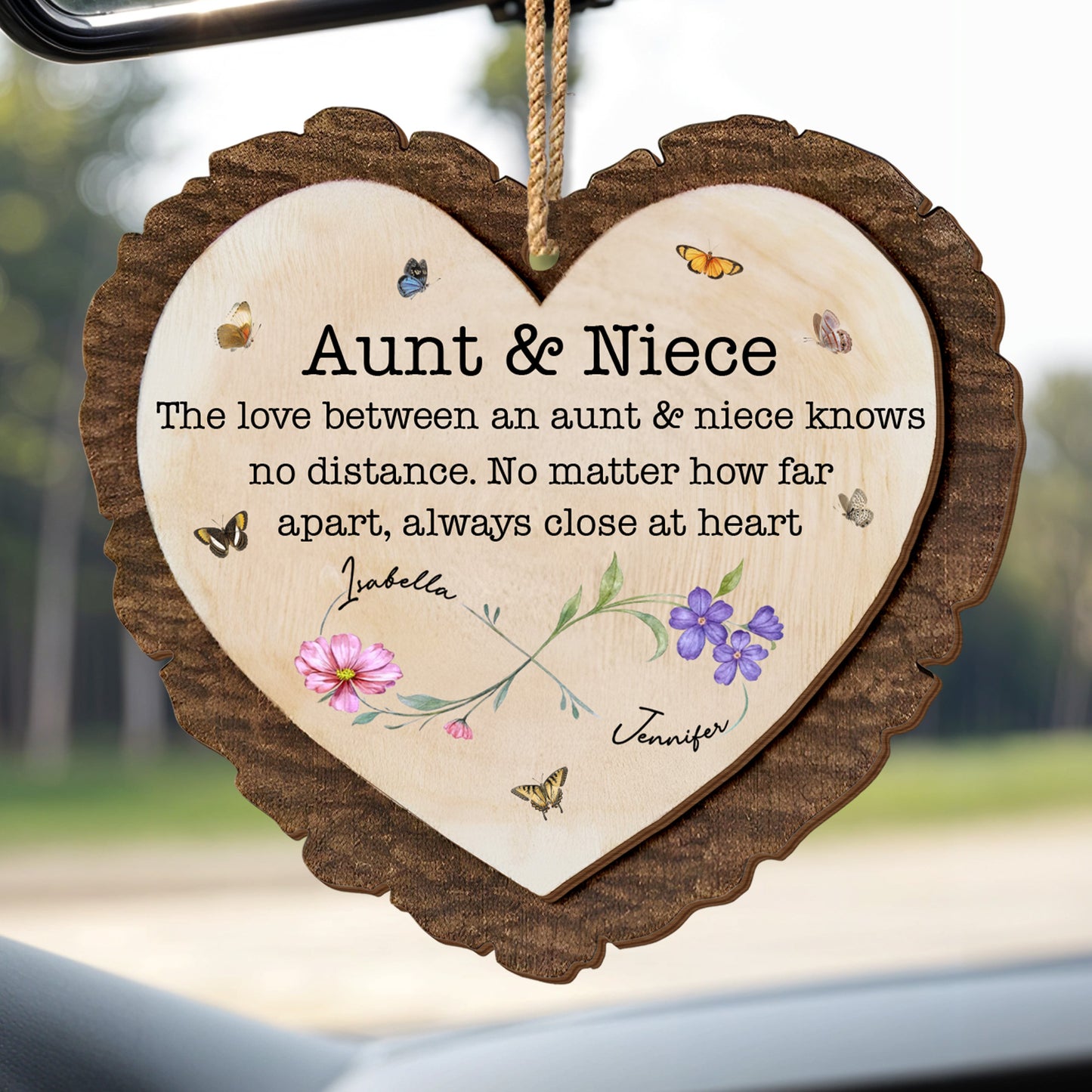 Love Between Aunt & Niece, Heart and Flowers