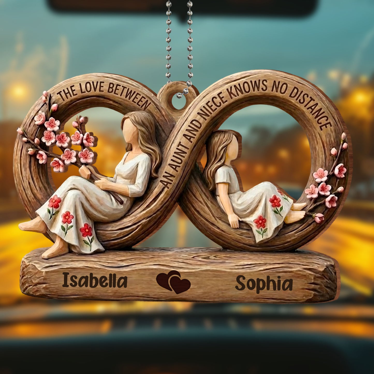 The Love Between An Aunt And Niece, Figures And Floral Design