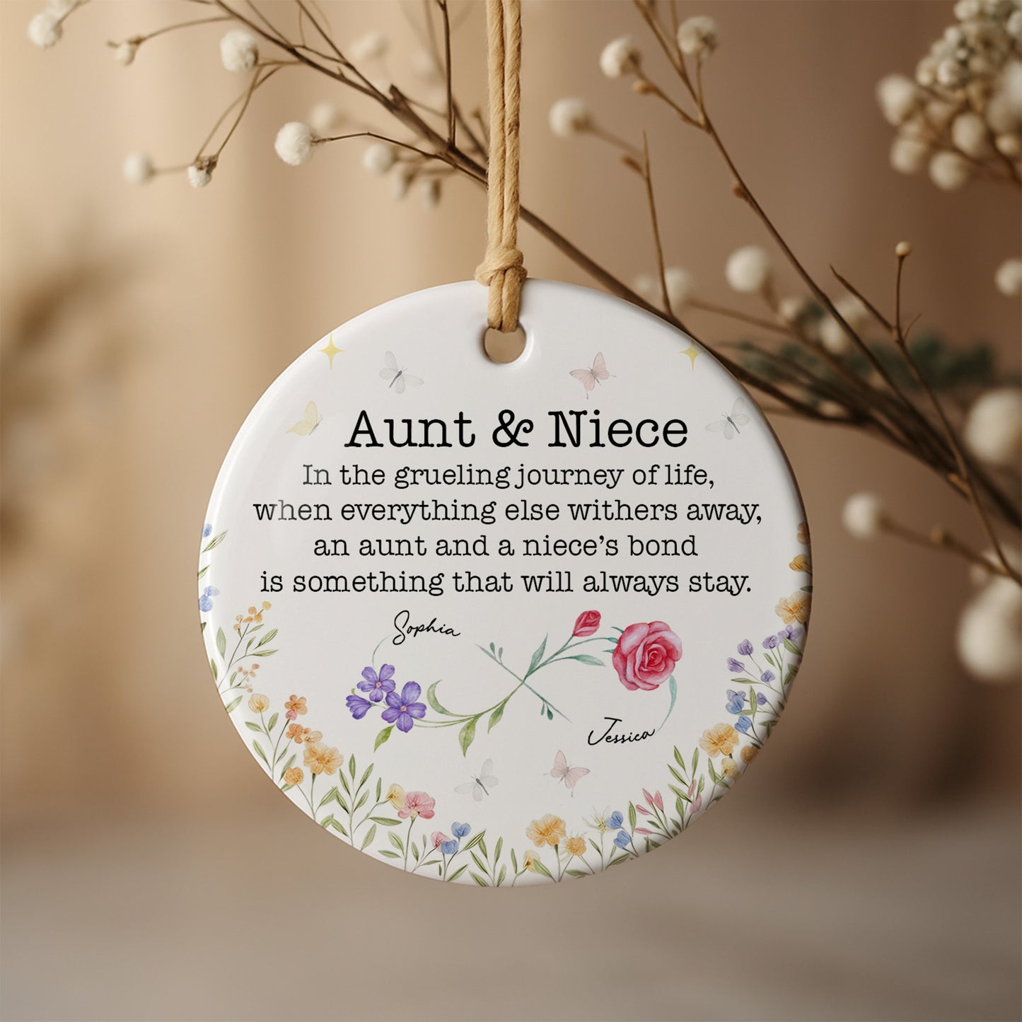 Aunt & Niece, Lifetime Bond Floral & Butterfly Design