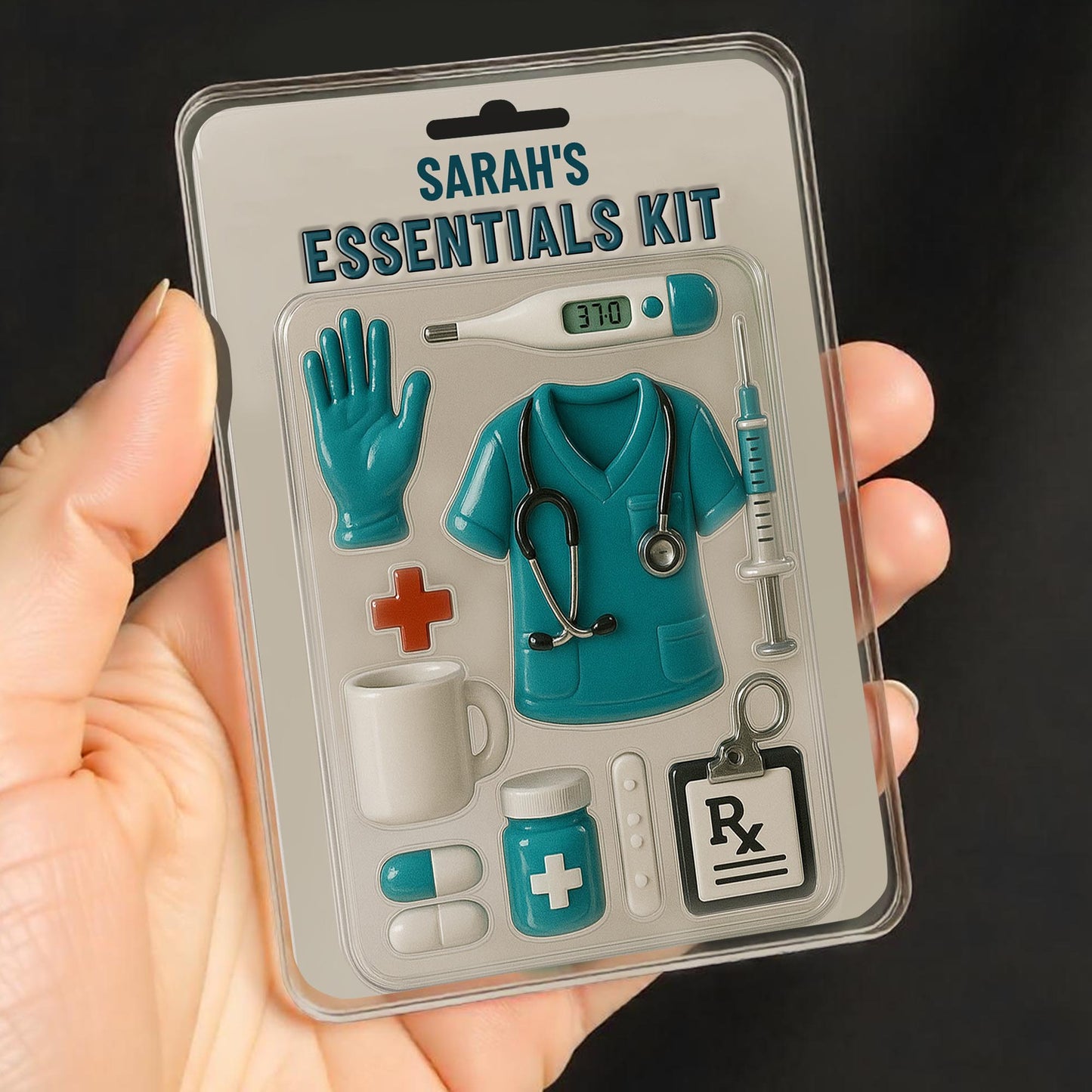 Sarah's Essentials Kit, Medical Scrubs, Stethoscope, Glove, Coffee Mug