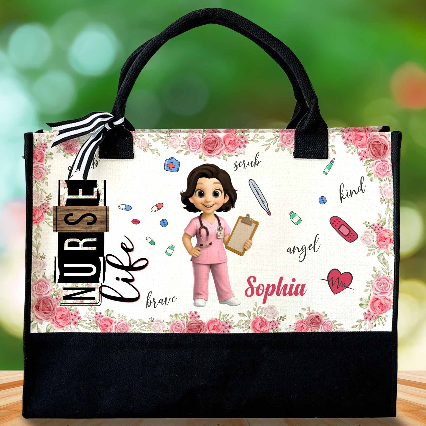 Nurse Life With Flowers And Medical Instruments