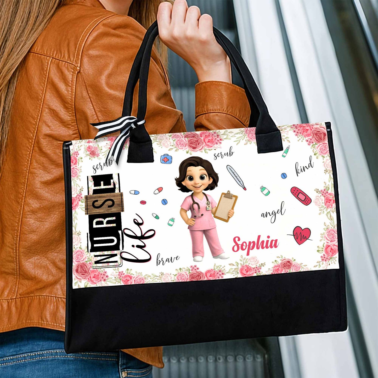 Nurse Life With Flowers And Medical Instruments