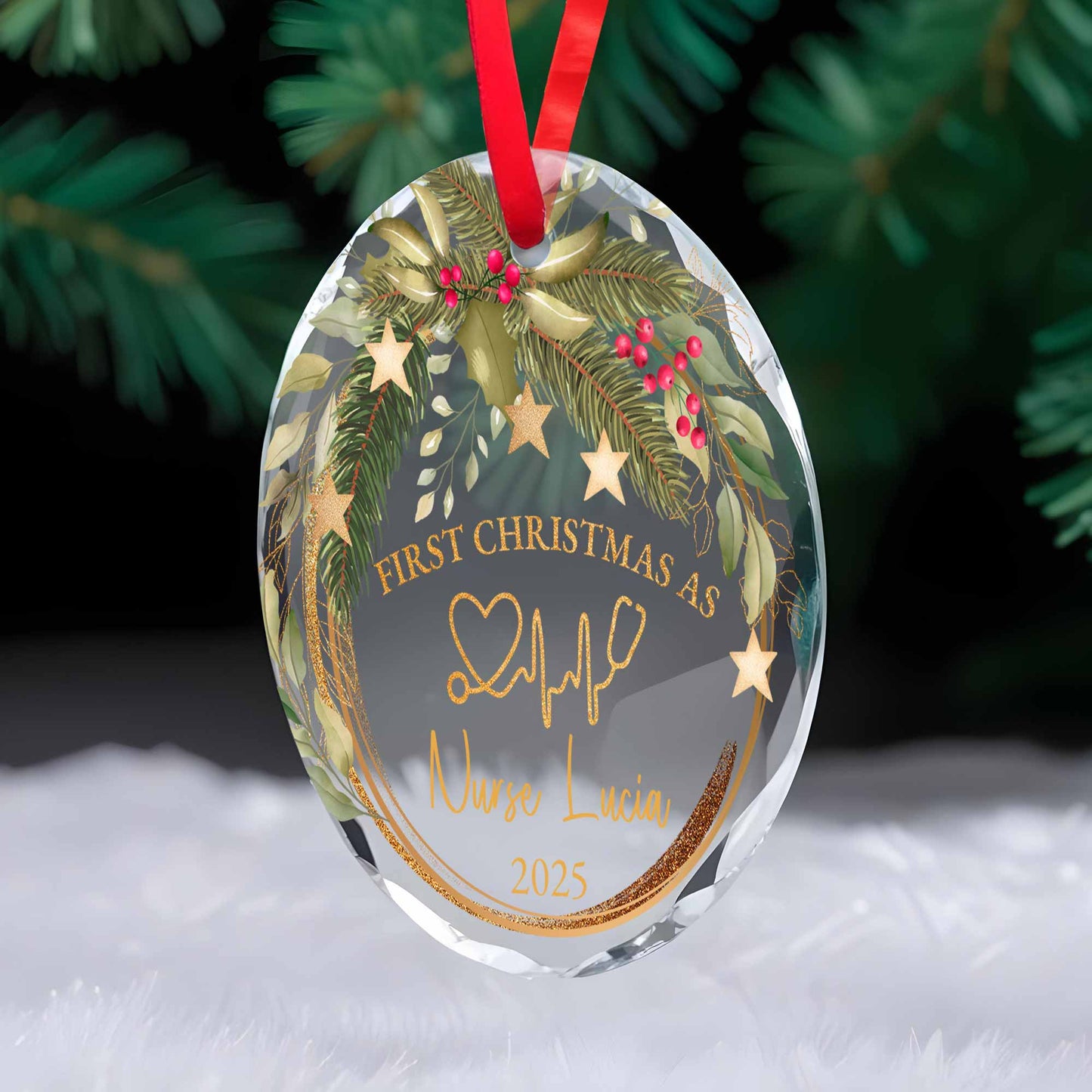 First Christmas As Nurse, Wreath and Stars