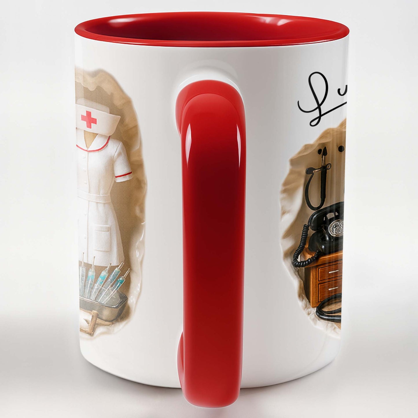 Tribute To Healthcare Professionals Featuring Nurse Uniform And Medical Tools - Personalized Custom Accent Mug - NUR035_AMUG
