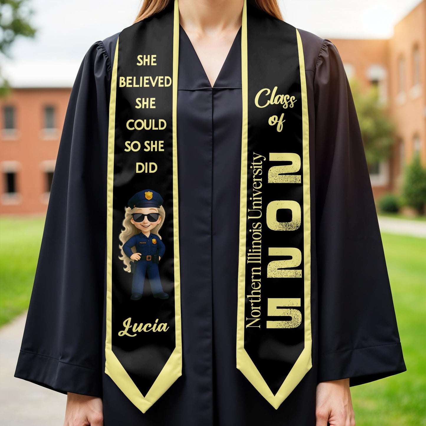 She Believed She Could So She Did, Graduation Cap And Policewoman Cartoon