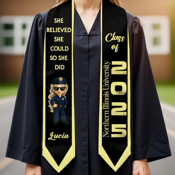 She Believed She Could So She Did, Graduation Cap And Policewoman Cartoon
