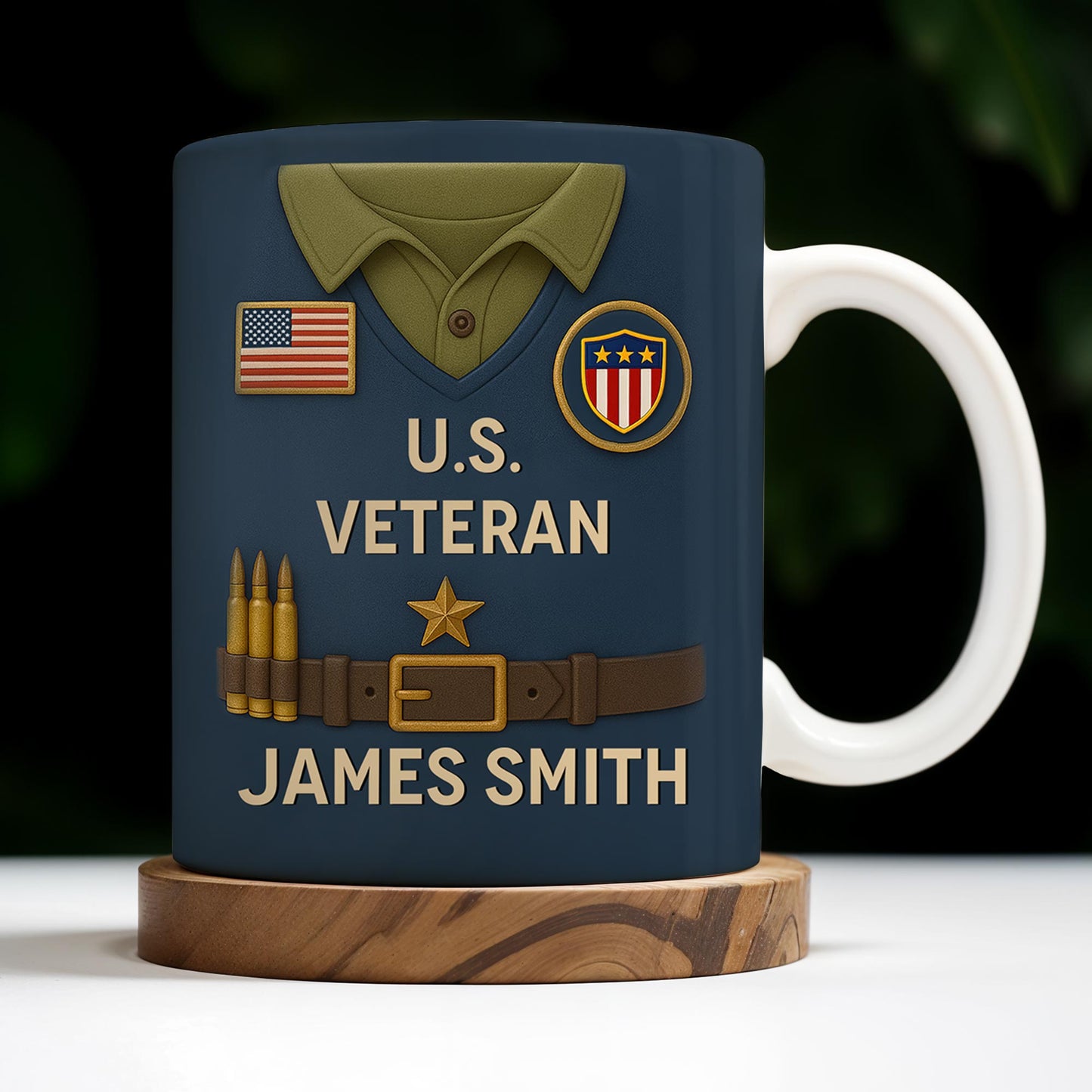 U.S. Veteran, Military Uniform, American Flag And Military Badges