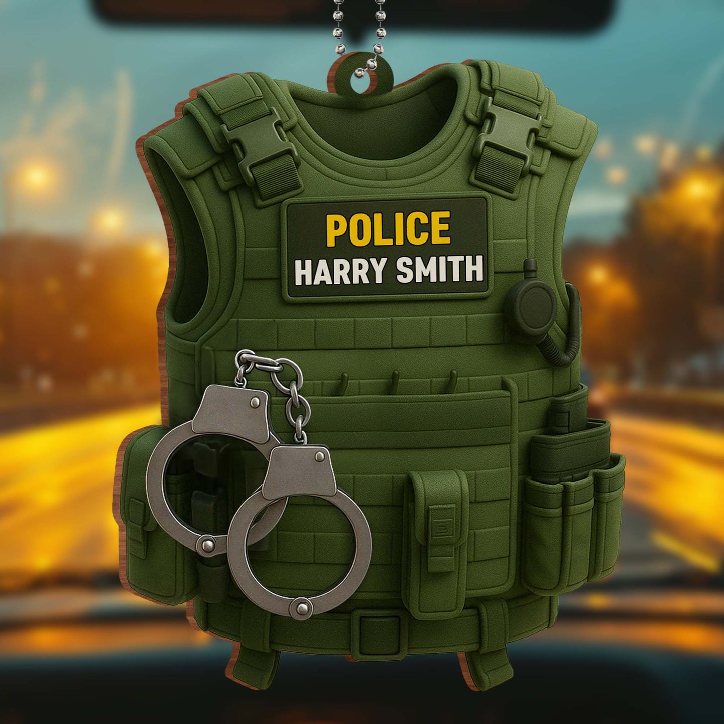 Personalize With Your Officer's Name And Rank, Police Vest And Handcuffs