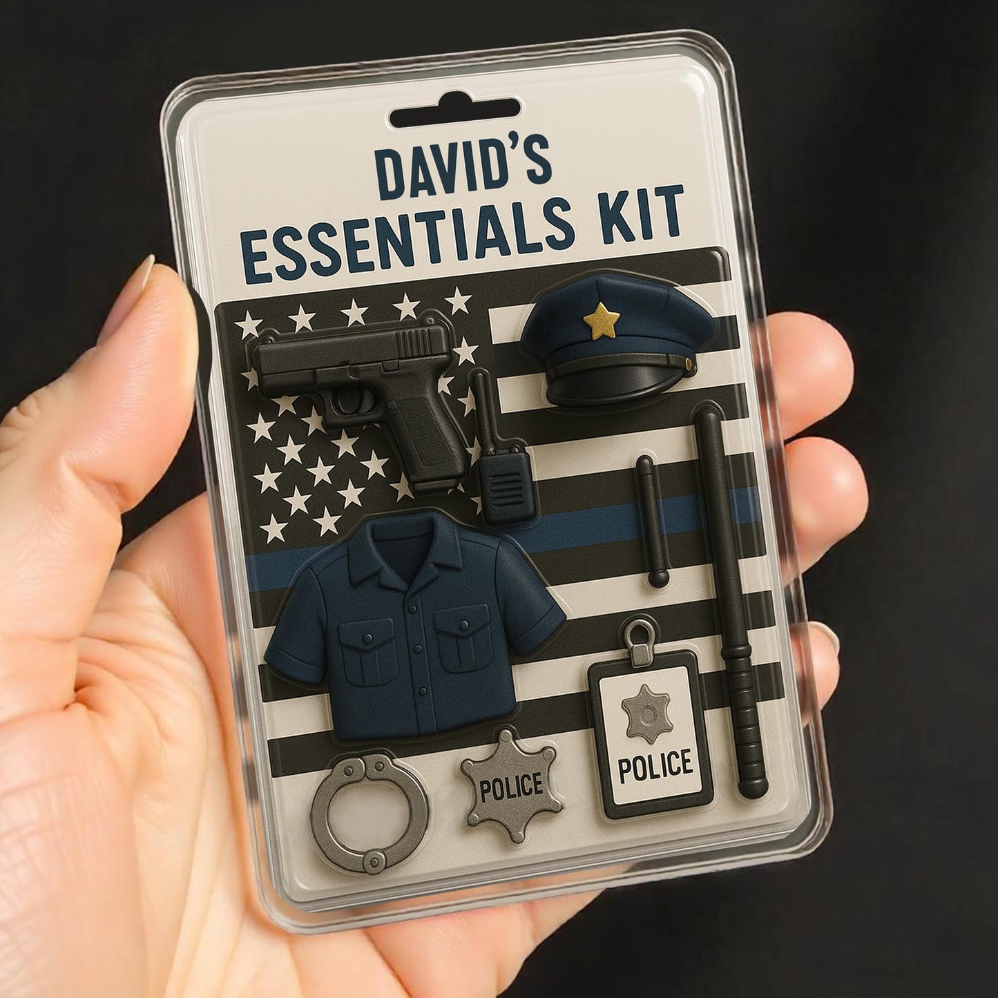David's Essentials Kit, Police Uniform, Badge, Gun