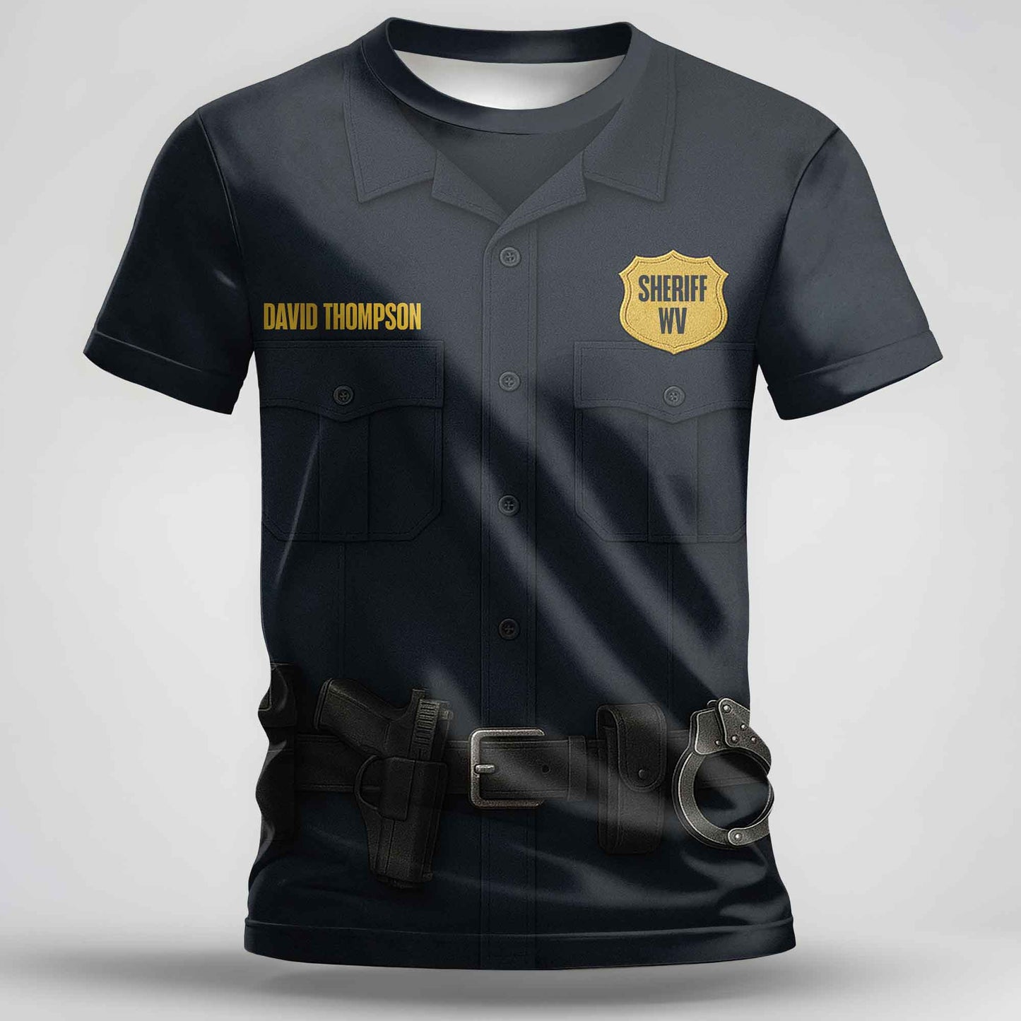 Customize Your Own Sheriff Themed T-Shirt With Name Tag And Tools