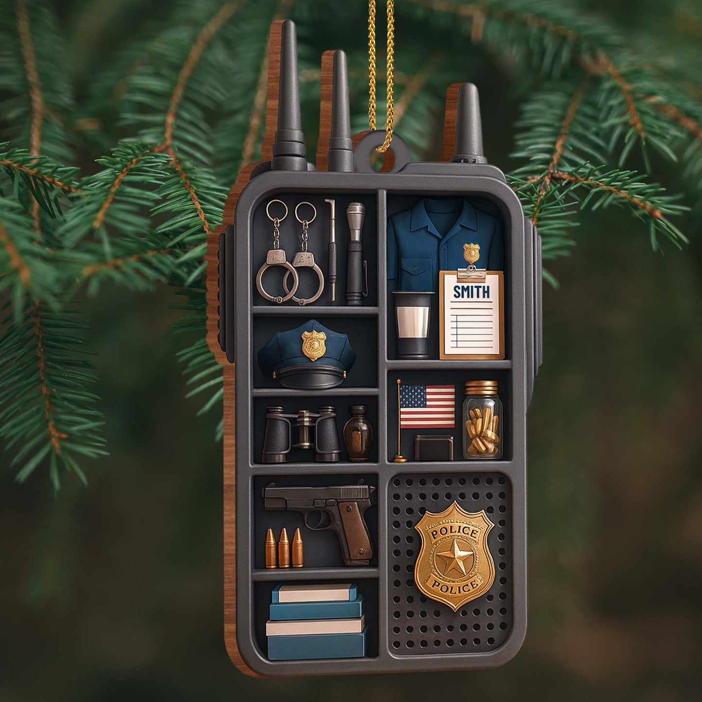 Honor Commitment and Courage Police Gear Ornament