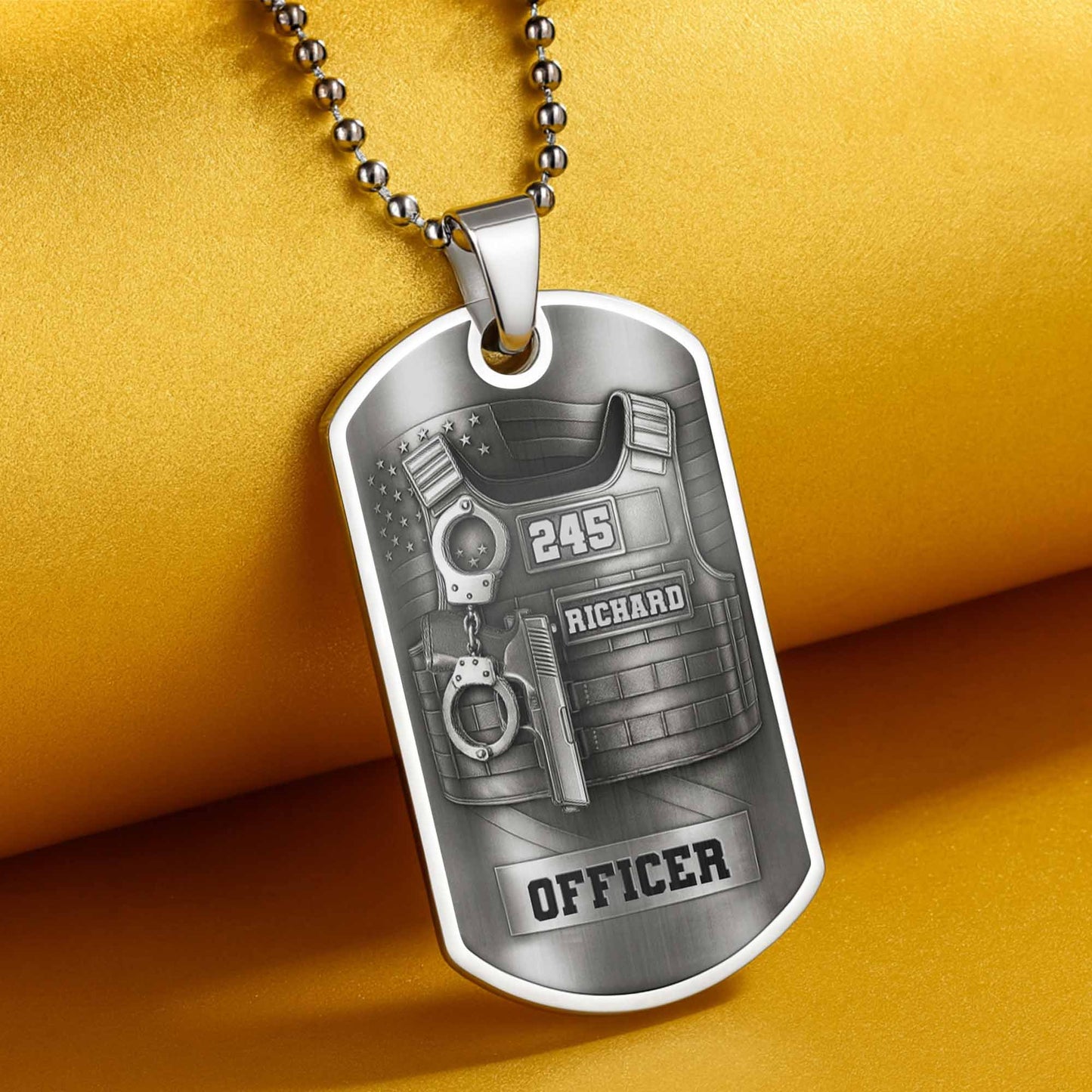 To My Brave Officer, Badge, Gun And Handcuffs