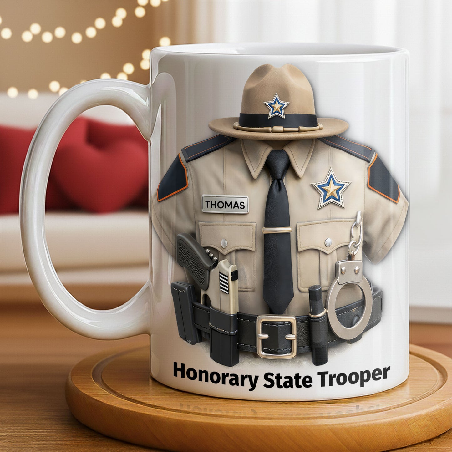 Honorary State Trooper Police Uniform Badge Handcuffs - Personalized Custom Coffee Mug - OFC053_MG