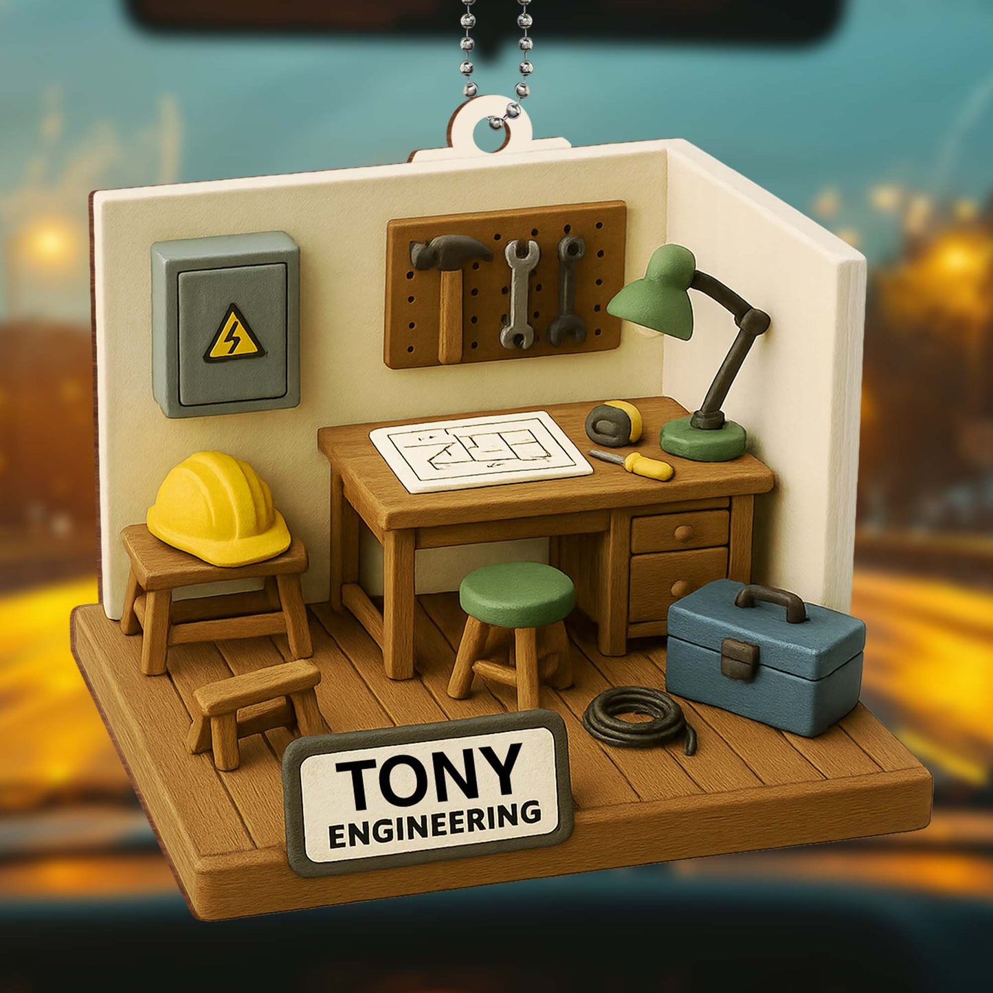 Celebrate Your Creativity, Safety Helmet, Workbench, Tools, Desk Lamp, Tool Box