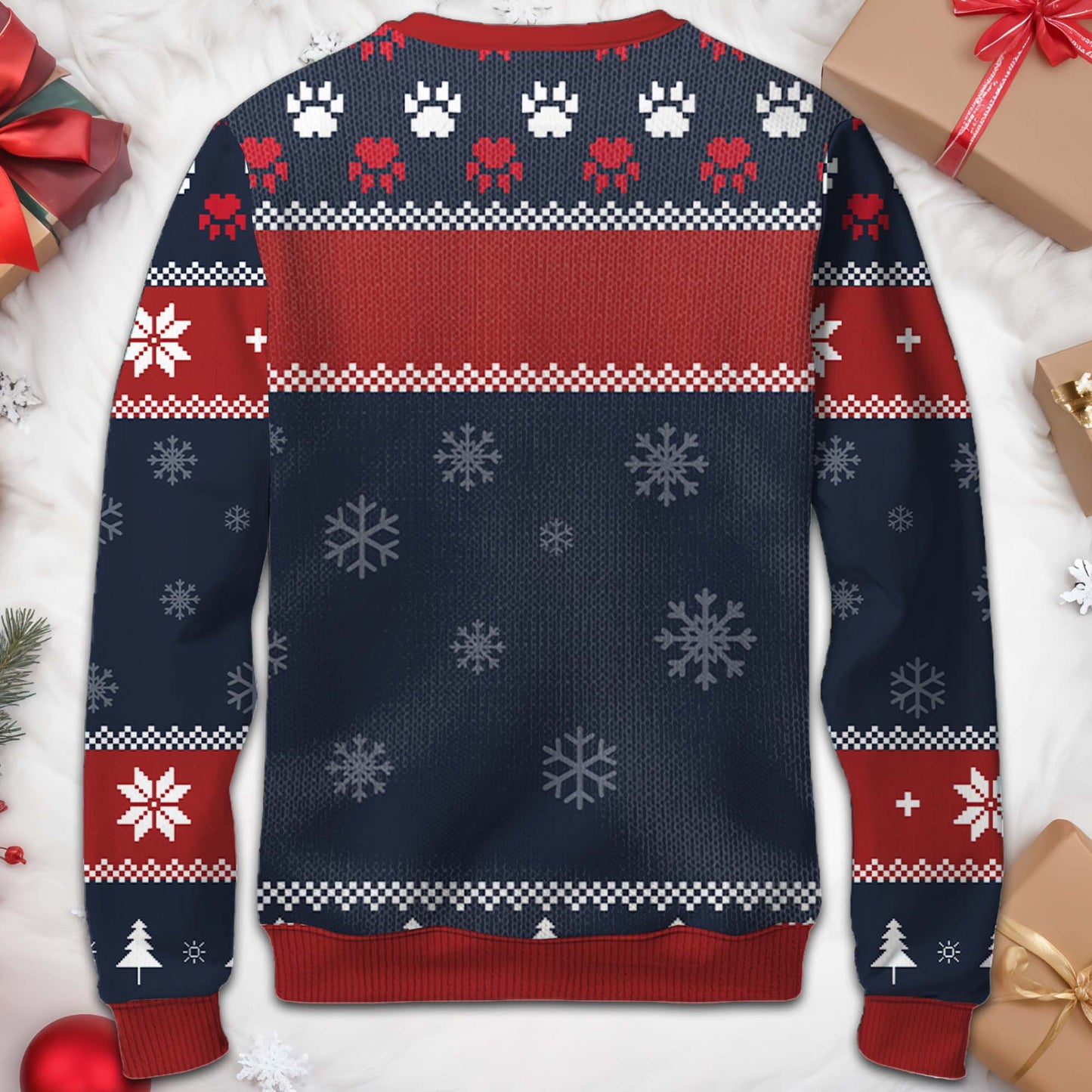 Suéter navideño feo Feliz Navidog con un perrito adorable - Sudadera fea personalizada, jersey de lana unisex - PET055_TWS