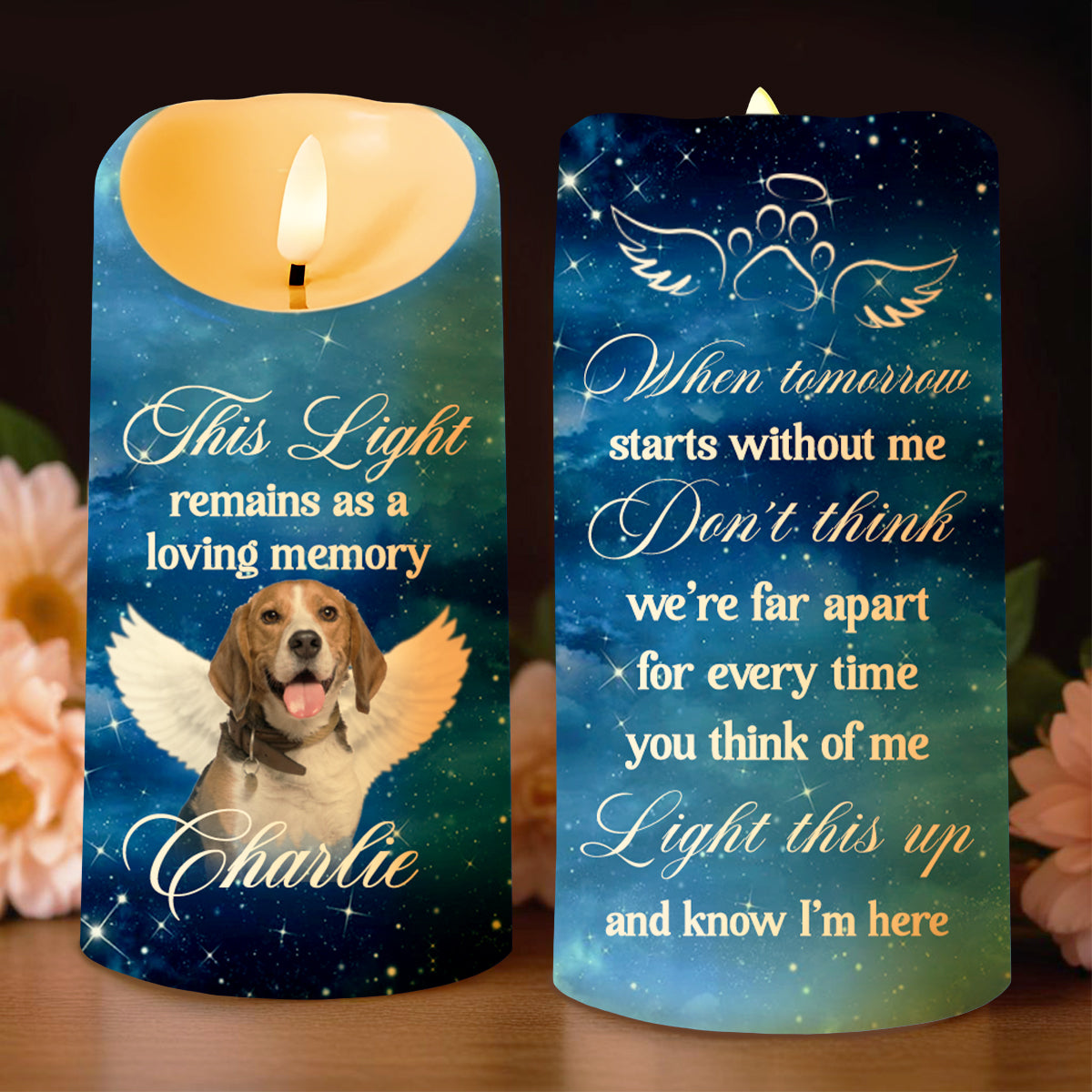 When Tomorrow Starts Without Me Memorial Candle With Dog And Stars