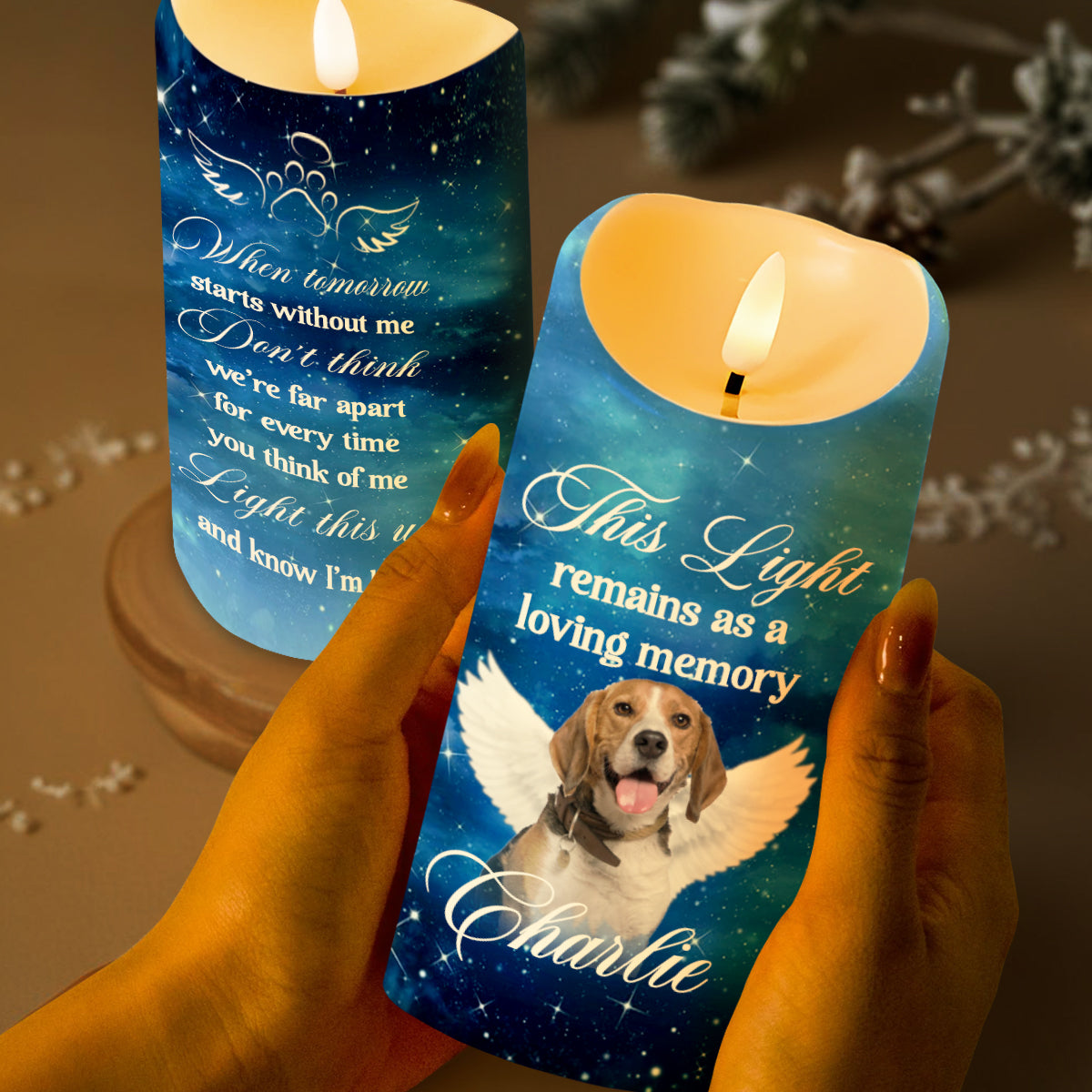 When Tomorrow Starts Without Me Memorial Candle With Dog And Stars