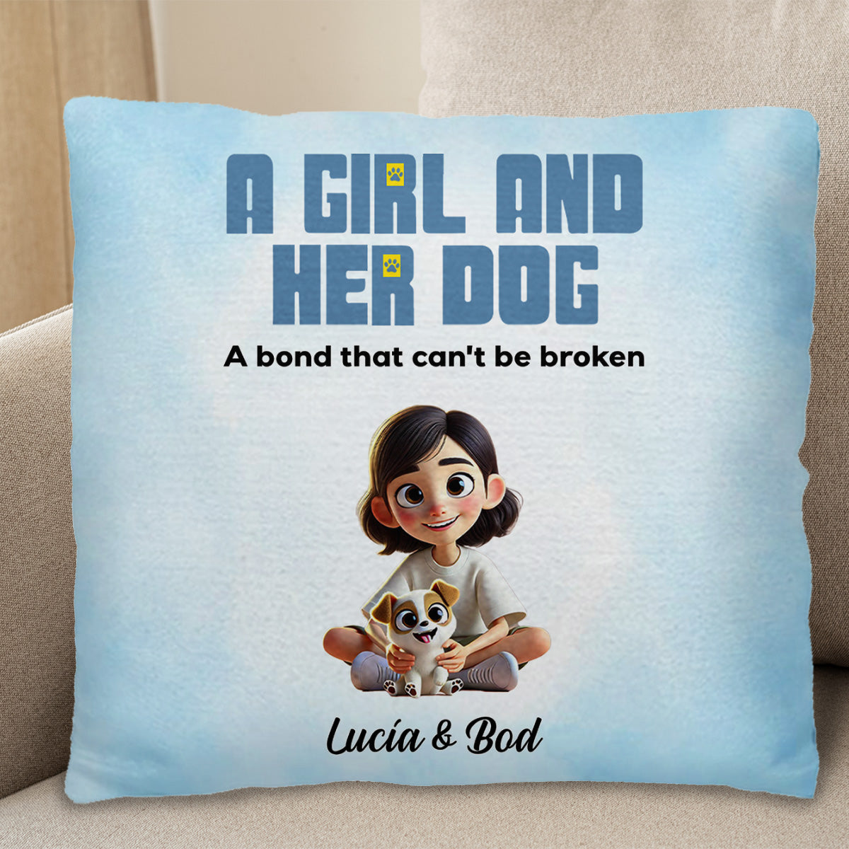 A Girl And Her Dogs, A Bond That Can't Be Broken Pillow