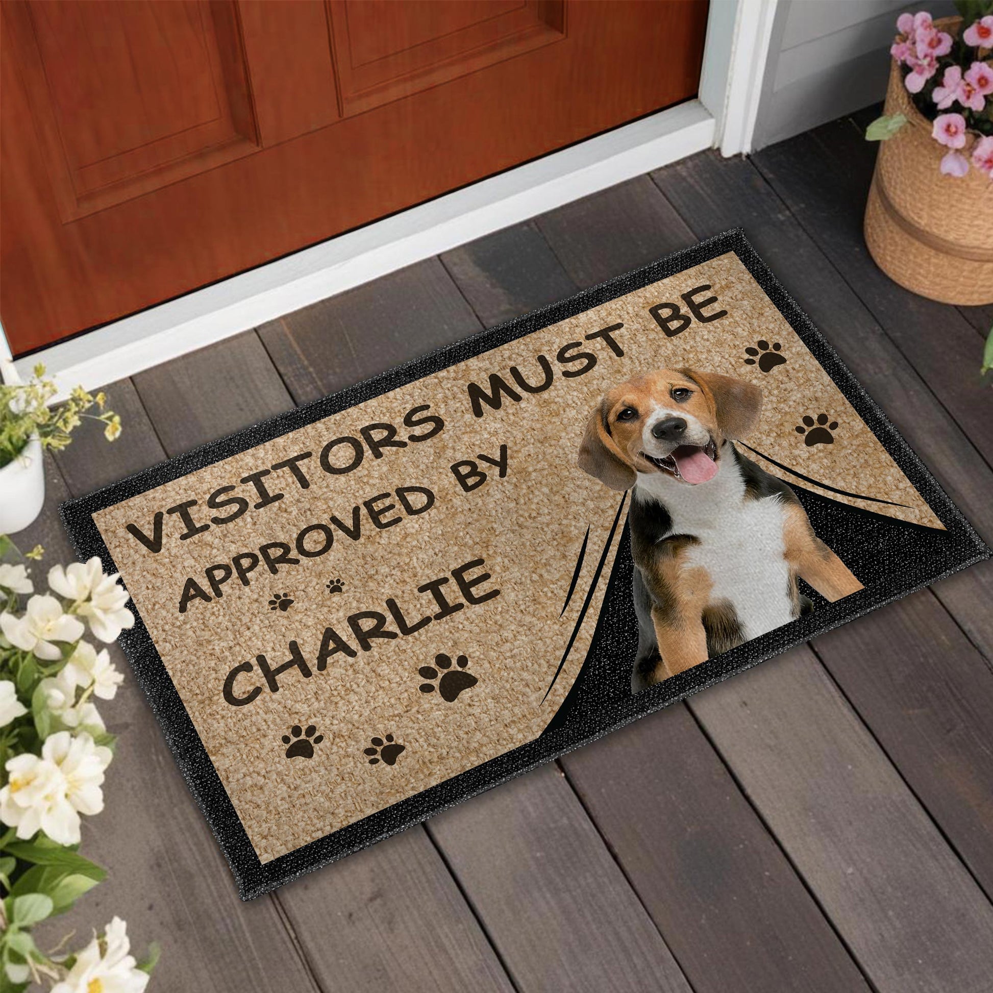 Visitors Must Be Approved, Customizable Doormat For Dog Lovers