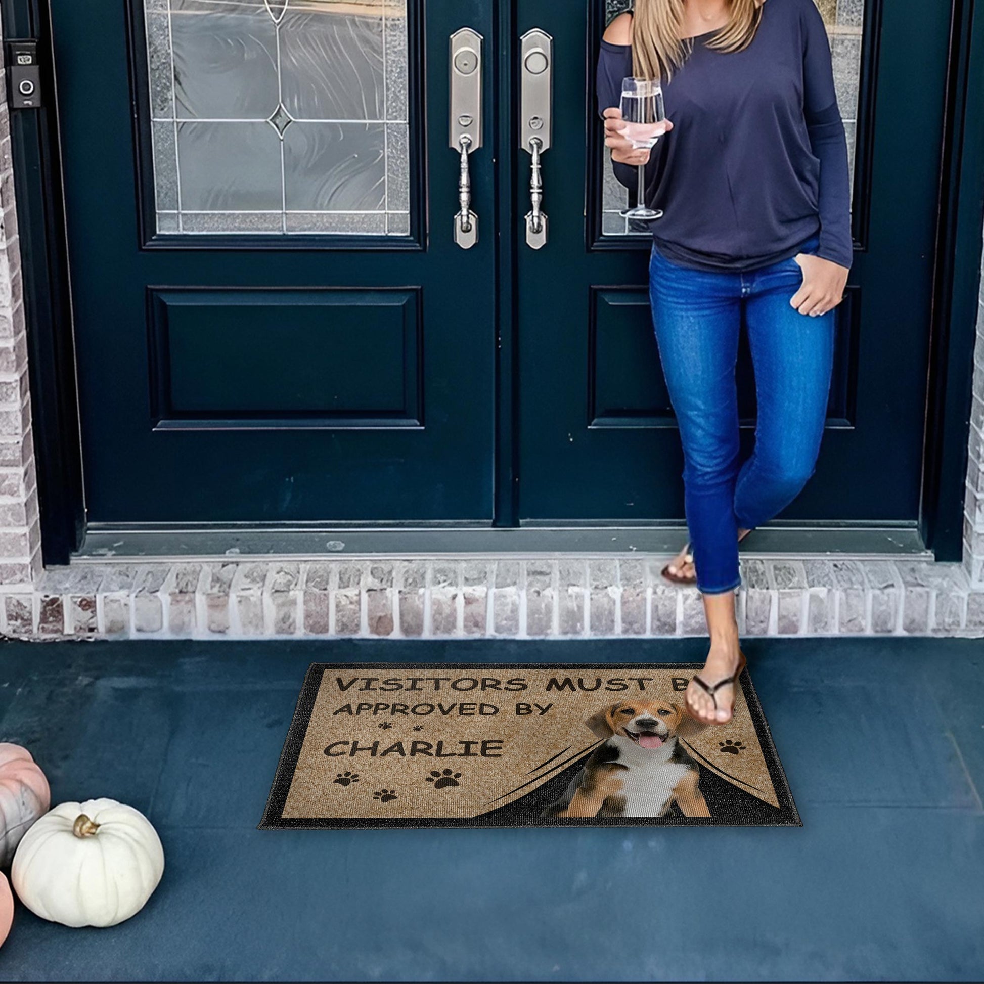 Visitors Must Be Approved, Customizable Doormat For Dog Lovers
