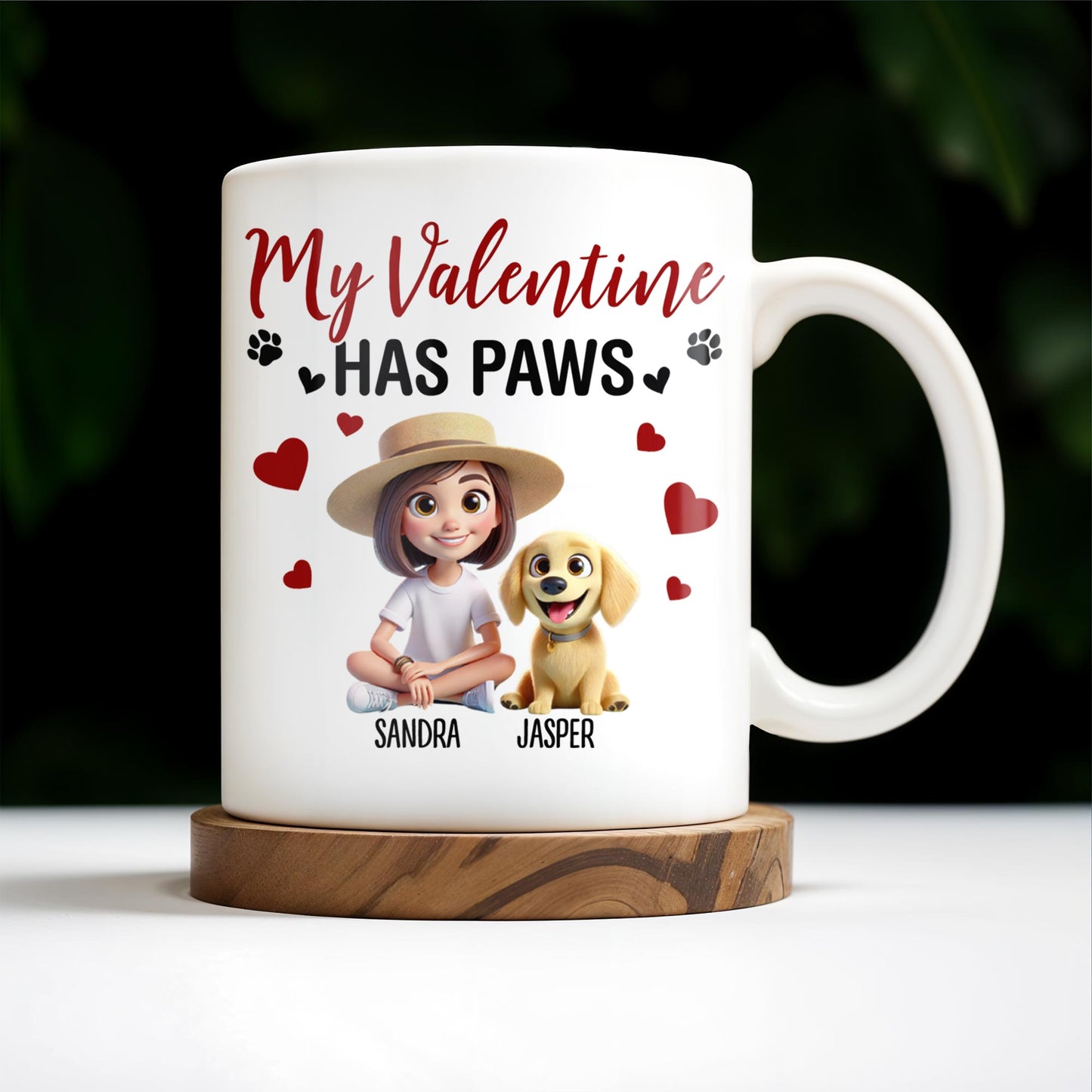 My Valentine Has Paws Featuring Girl And Dog