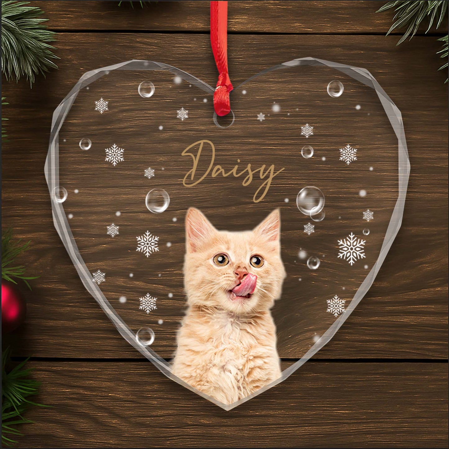 Celebrate Your Furry Friend, Adorable Cat and Snowflake Design