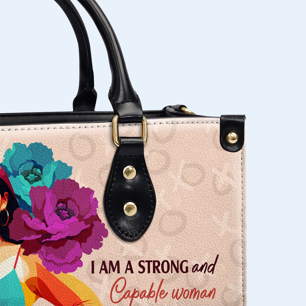 I Am Strong And Capable Woman - Personalized Leather Handbag - PG04