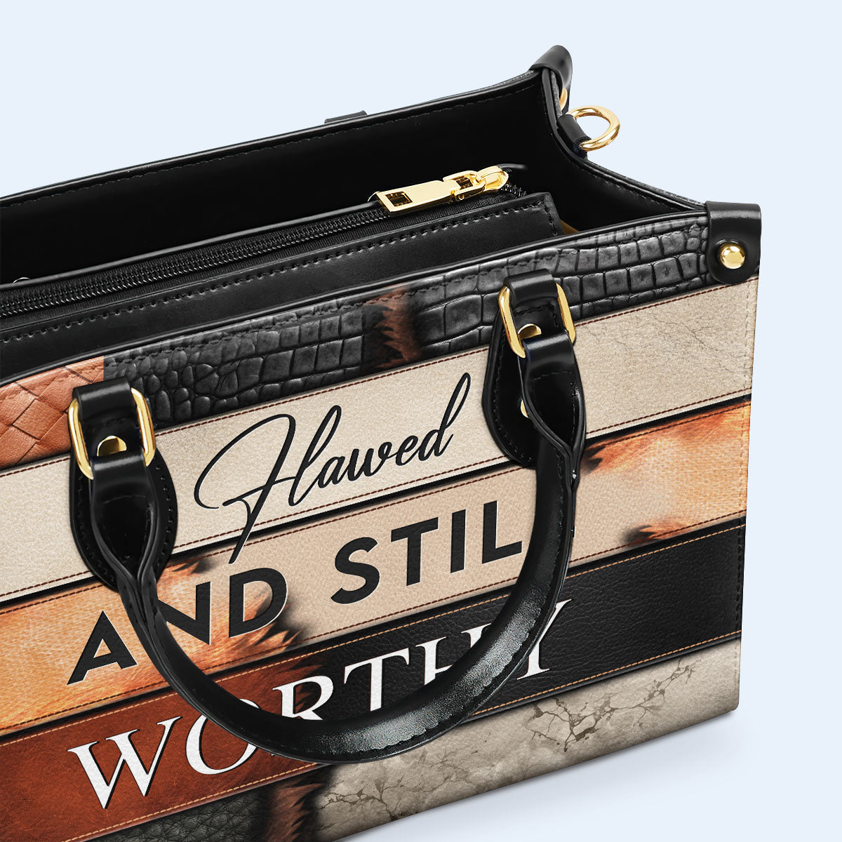 Flawed And Still Worthy - Leather Handbag - PG17
