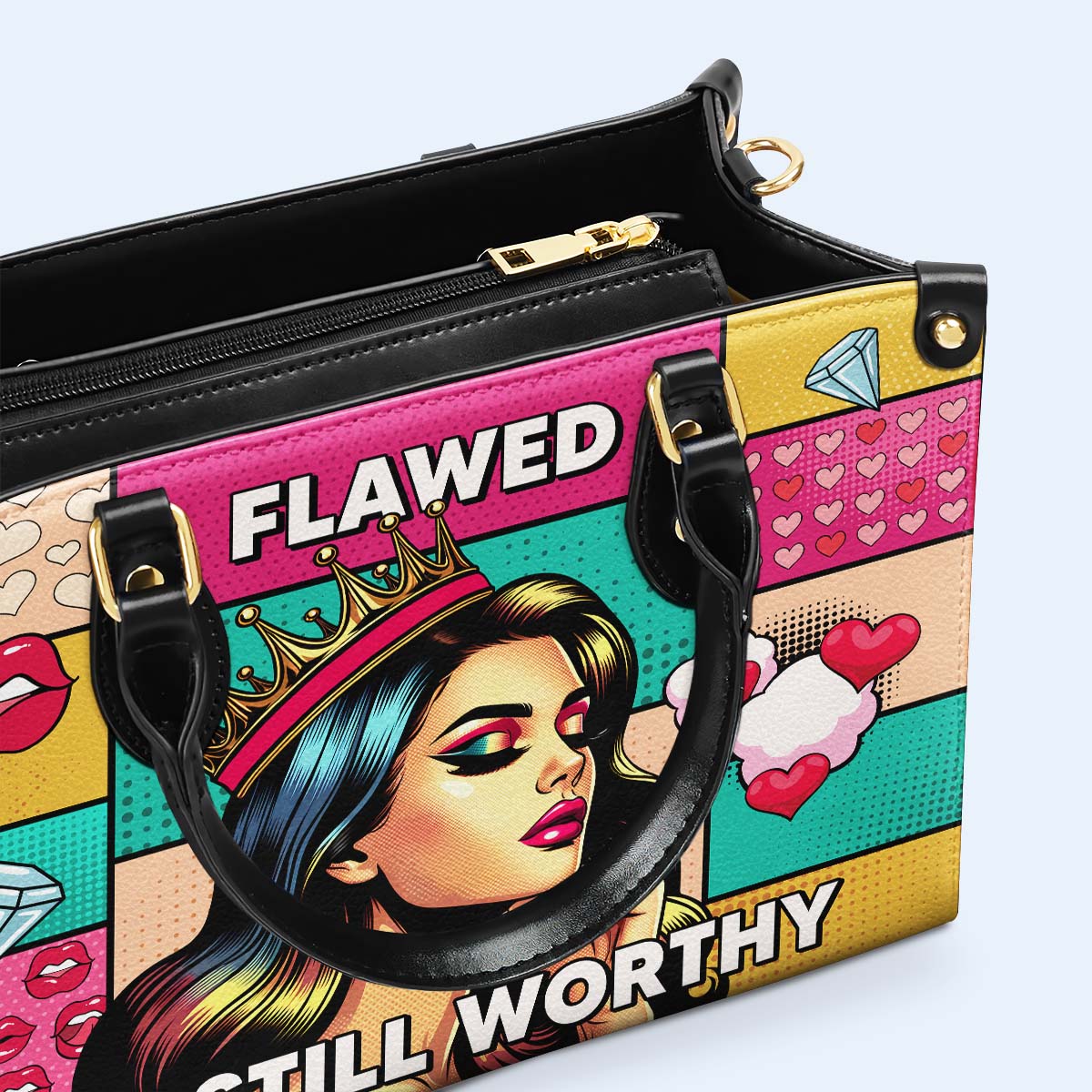 Flawed And Still Worthy - Personalized Leather Handbag - PG18