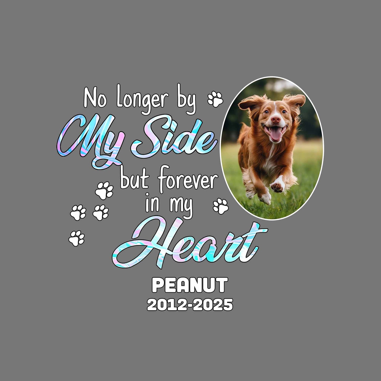 No Longer by My Side but Forever in My Heart, Dog and Paws - Personalized Decor Decal - PME023_STIK