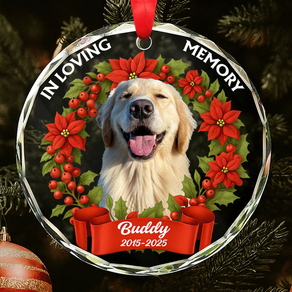In Loving Memory Dog Poinsettias Holly Berries