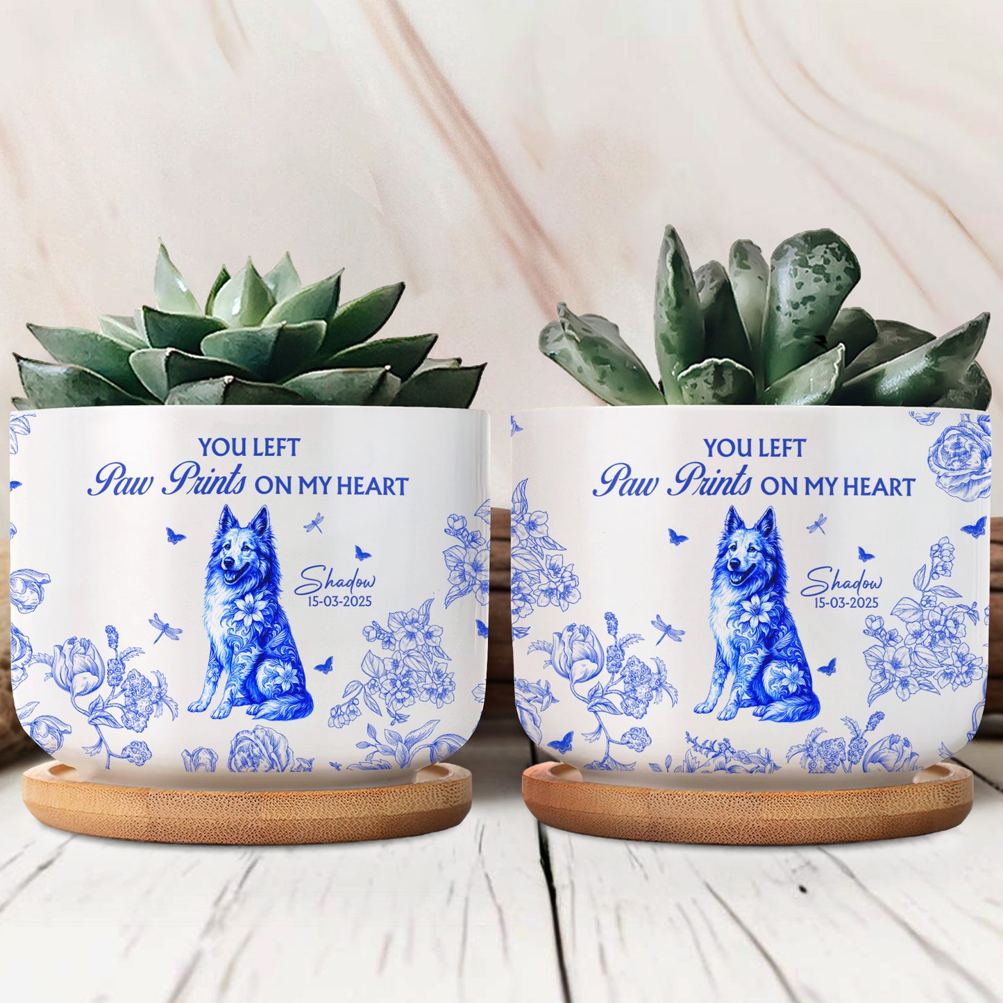 You Left Paw Prints on My Heart Dog and Flowers