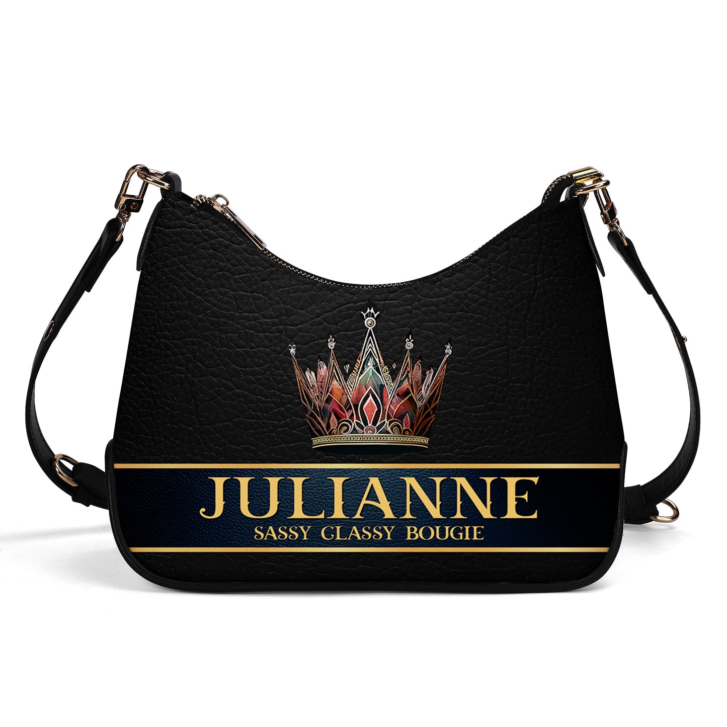 Queen Black - Personalized Custom Chain Crossbody Handbag - Q02BCH